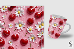 3D Daisy and Cherries Seamless Pattern Product Image 4