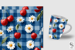 Red Cherries &amp; Daisy Floral Seamless Patterns Product Image 2