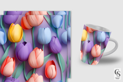 3D Clay Tulip Flowers Digital Papers Product Image 3