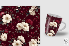 Cream and Burgundy Romantic Flowers Digital Paper Product Image 2