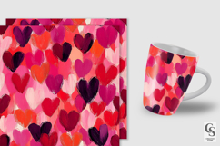 Vibrant Pink Painted Hearts Digital Paper Product Image 2