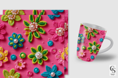 Pink Summer Crochet Flowers Digital Paper Product Image 2