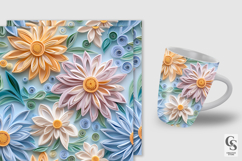 Pastel Paper Quilling Flower Seamless Pattern Product Image 4