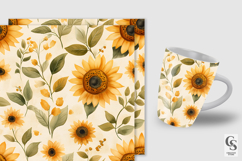 Vintage Watercolor Sunflowers Seamless Patterns Product Image 2