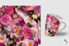 Pink Flowers Bouquet Digital Paper Seamless Pattern Product Image 2