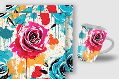 Painted Roses Digital Paper Patterns, Vintage Flower Pattern Product Image 2