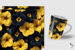 Black and Yellow Petunia Flowers Digital Paper Product Image 3