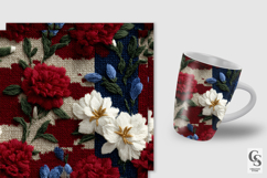 American Knitted Red Blue Flowers Seamless Patterns Product Image 2