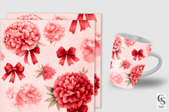 Red Coquette &amp; Floral Seamless Pattern Included 12 Digital P Product Image 2