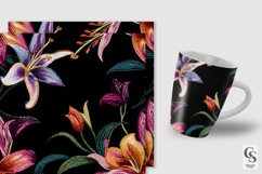 Rhinestone Lily Flowers Seamless Patterns Product Image 2