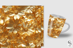 Gold Daisy Flowers Seamless Patterns Product Image 2