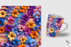 Colorful Fuzzy Felted Flowers Digital Paper Product Image 2