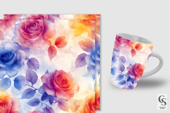 Watercolor Rose Flowers Seamless Patterns Product Image 3