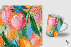 Impasto Painted Tulip Flowers Seamless Pattern Product Image 2