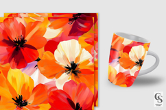 Bright Orange Alcohol Ink Flowers Pattern Product Image 4