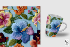 Pastel Embroidered Hibiscus Flowers Seamless Patterns Product Image 2