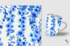 Blue Watercolor Delphinium Flowers Patterns Product Image 2