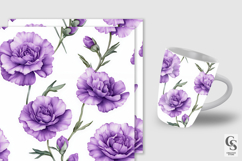 Purple Watercolor Carnation Seamless Pattern Product Image 2