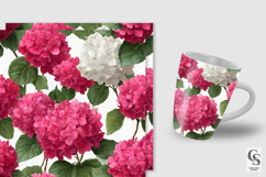 Pink and White Hydrangea Flowers Digital Paper Product Image 2