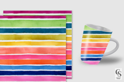 Summer Watercolor Stripes Seamless Patterns Product Image 2