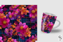Bright Retro Floral Plaid Digital Paper Product Image 2