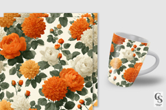 Orange Roses and Marigold Flowers Digital Paper Product Image 2