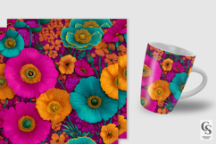 Bright Psychedelic Flowers Digital Paper Seamless Patterns Product Image 2