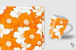 Orange Retro Flowers Digital Papers Product Image 2