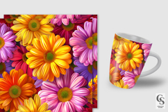 Colorful Vibrant Daisy Flowers Seamless Patterns Product Image 2