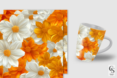 Orange &amp; White Floral Seamless Patterns Product Image 2