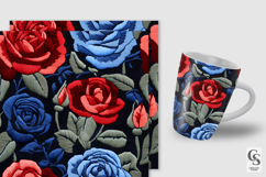 Red and Blue Rose Embroidery Seamless Patterns Product Image 2