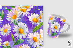 Purple White Watercolor Daisy Flower Patterns Product Image 2