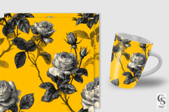 Black Ink Drawn Roses Seamless Pattern Product Image 3