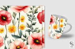Poppy Watercolor Flowers Seamless Patterns Product Image 2