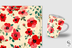 Creamy Red Watercolor Flowers Pattern Product Image 3