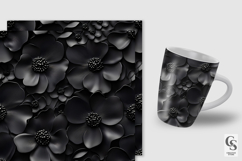 3D Black Embossed Flowers Seamless Pattern Product Image 2