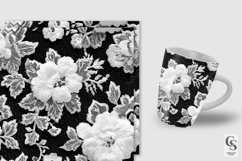 Black and White Floral Lace Digital Paper Product Image 2