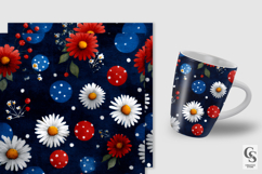 Patriotic Dotted Watercolor Flowers Seamless Pattern Product Image 2