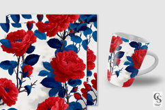 Bright Red Blue Roses Seamless Patterns Product Image 2