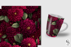 Burgundy Dahlia Flowers Digital Papers Product Image 2