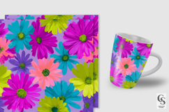 Bold Neon Daisy Flowers Seamless Patterns Product Image 4