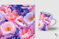 Pink and Purple Peony Flowers Seamless Patterns Product Image 5