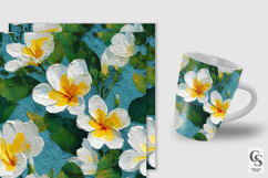 Impasto Painted Plumeria Seamless Patterns Product Image 4