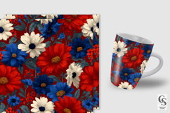 Red Blue American Spring Flowers Seamless Patterns Product Image 5