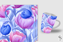 Pink and Blue Tulip Flowers Seamless Patterns Product Image 2