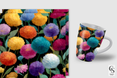 Colorful Pom Pom Flowers Digital Paper Product Image 5