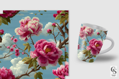 3D Pink Peony Embroidery Flowers Digital Paper Product Image 2