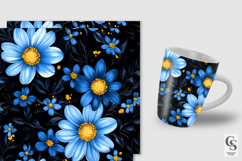 Dark Blue Flowers Seamless Patterns Product Image 2