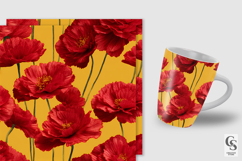 Red Yellow Poppy Flowers Digital Paper Product Image 2