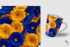 Blue and Yellow Gerbera Daisy Flowers Digital Paper Product Image 2